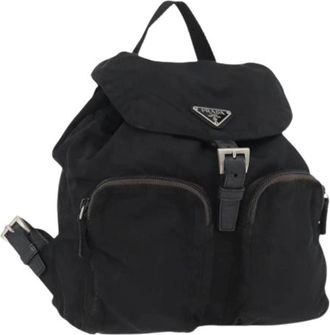 Prada Pre-owned Backpacks, female, Black, Size: ONE SIZE Pre-owned Vintage Nylon Backpack