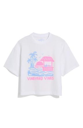 Vineyard Vines Garment Dyed Beach Bar Scenic Boxy Tee in White Cap at Nordstrom, Size X-Large