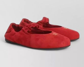 Miu Miu suede ballet flats elastic trim design