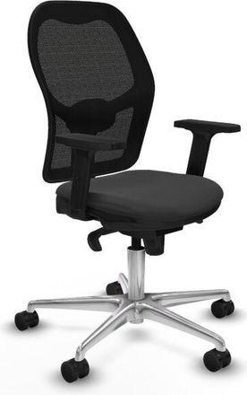 Piqueras y Crespo Piqueras Y Crespo - Jorquera Sincro Malla Negra Similpiel Gris Oscuro Brazos 2d Base Aluminio Ruedas 65mm Nailon