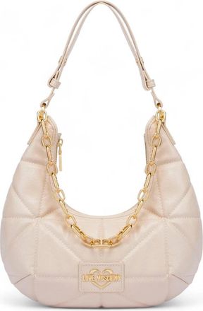 Love Moschino Geometric Quilted Hobo Bag - Dames - Schoudertassen - Beige - ONE Size - Tassen
