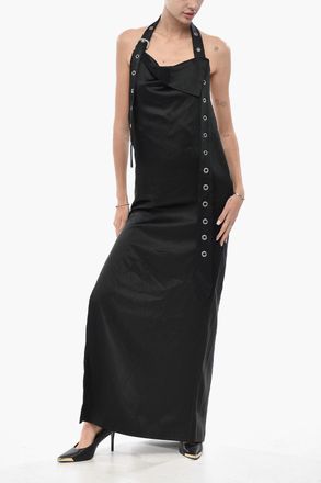 Off-white Vestito Halter Neck EYELETS in Satin Off-White
