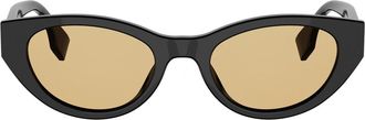 Fendi Lettering 51mm Cat Eye Sunglasses in Shiny Black /Roviex at Nordstrom
