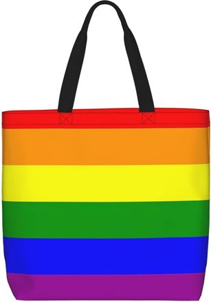 Generic Women Handbag Gay Pride Rainbow Flag Lgbt Travel Tote Bag Reusable Folding Shopping Bags, For School, Holiday, Christmas, Gym, Swim