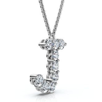 Pompeii3 1Ct Diamond Initial J Pendant 14k Gold 18 Necklace Lab Grown 5/8 Tall