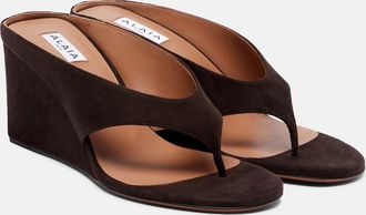 Alaia Ala&iuml;a Cube suede wedge sandals