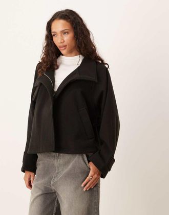 Asos Cappotto corto elegante nero stile mantella