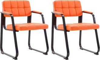 Clp Set de 2 sillas con patas de metal y asiento en Simil cuero Naranja
