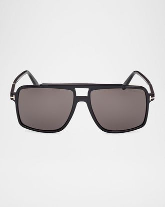 Tom Ford Mens Kemp Acetate Rectangle Sunglasses