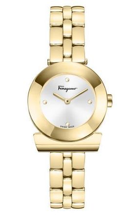 Ferragamo Gancino Bracelet Watch, 27mm in Ip Yellow Gold at Nordstrom Rack