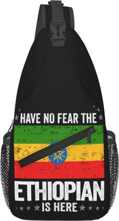 Generic Ethiopia Flag The Ethiopian Is Here Crossbody Bag Breathable Sling Bag Adjustable Crossbody Bags For Runner Outdoors Sports