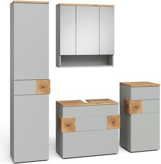 Vicco Conjunto De Muebles De Ba&ntilde;o Eden, Gris/artisan, 4 Partes, Vicco