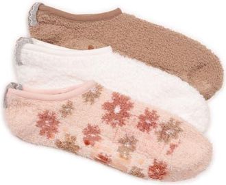 Muk Luks Ballerina Cozy Socks with Grippers, 3 Pair Pack in Pink Mocha at Nordstrom