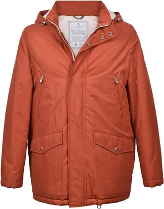 Brunello Cucinelli Rust Cotton Blend Puffer Jacket, Size X-Large