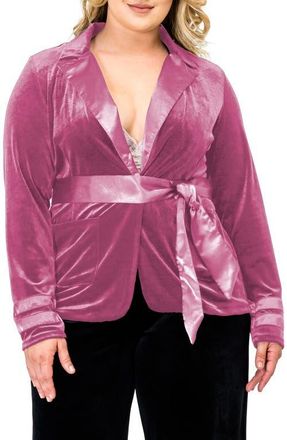 Standards & Practices Lottie Velvet & Satin Jacket in Rose at Nordstrom, Size 1X