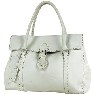 Fendi White Leather Tote Bag (Pre-Owned)