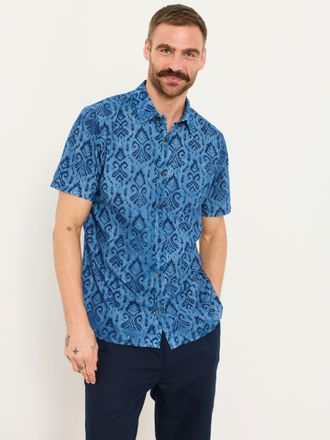 Fat Face FatFace Blue Short Sleeve Indian Hand Printed Kalamkari Shirt