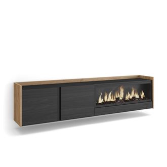 Skraut Home Skraut Home - Mueble Tv, Televisi&oacute;n, Muebles De Sal&oacute;n, Almacenaje, 212x35x50cm, Para Tv Hasta 80, Chimenea El&eacute;ctrica Xxl, Colgado, Suspendido, Estilo 