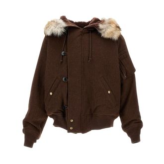 Kaptain Sunshine Winter Jackets, male, Brown, M, Zip Coat with Fur Collar