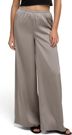 Favorite Daughter The Everything Satin Wide Leg Pants in Soft Taupe at Nordstrom, Size Xx-Small