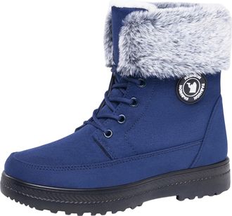Generic Blue Ladies Versatile High-Top Shoes with Thickened Sole and Fleece Lining for Seasonal Activities Comfortable and Chic