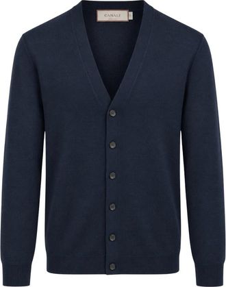 Canali V-hals Vest - Heren - Vesten - Blauw - L - Wol - Truien & Vesten