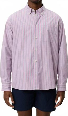 Les Deux Kent Stripe Poplin Shirt In Peach Whip