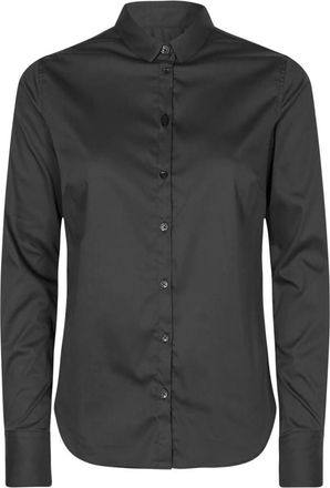Mos Mosh Zwarte Shirt met Lange Mouwen - Dames - Overhemden - Zwart - 2XL - Katoen - Overhemden