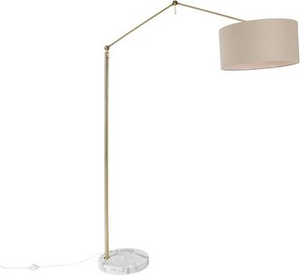QAZQA Lampada Da Terra Con Paralume Editor Stof - Design - Acciaio,tessuto - Oro/ottone/marrone - Oblungo Max. 1 X Watt - Qazqa