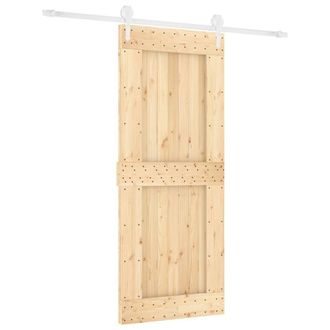 Berkfield Home Sliding Door with Hardware Set 85x210 cm Solid Wood Pine in Tan