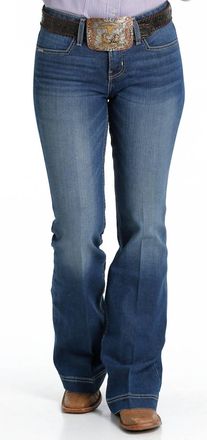 Cinch Lynden Stretch Trouser Mid Rise Slim Fit Flare Leg Jeans In Blue