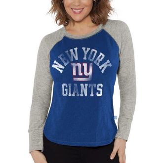 G-III 4Her by Carl Banks Womens G-III 4Her by Carl Banks Royal/Heather Gray New York Giants Waffle Knit Raglan Long Sleeve T-Shirt at Nordstrom, Size X-Large
