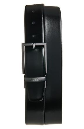 BOSS Otano Reversible Leather Belt in Black at Nordstrom Rack, Size 34
