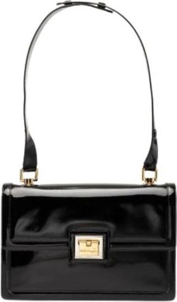 Ferragamo Pre-owned Shoulder Bags, female, Black, Size: ONE SIZE Pre-owned Patent Leather Shoulder Bag
