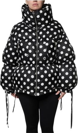 Dolce & Gabbana Polka Dot Pufferjack met Volledige Rits - Dames - Winterjassen - Zwart - XS - Nylon - Jassen
