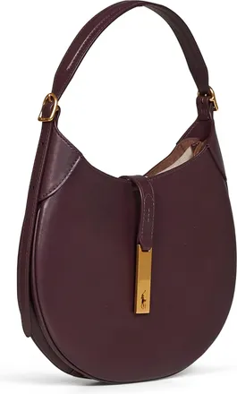 Polo Ralph Lauren Womens Calf Leather Shoulder Bag Bordeaux