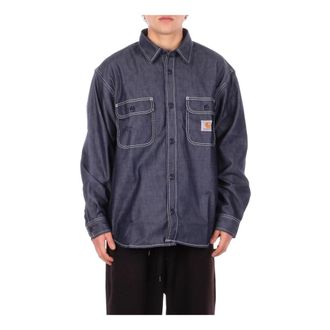 Carhartt Work in Progress Carhartt Wip, Denim Shirts, male, Blue, Size: S Logo Front Jacket