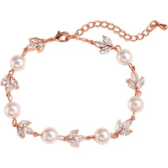Untamed Petals Forever Pearl and Crystal Bracelet in Rose Gold at Nordstrom
