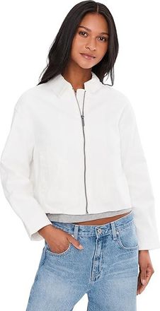 Kut from the Kloth Dylan-Zip Front Jacket with Pleat Detail Womens Coat White : SM, Cotton/Polyester/Spandex