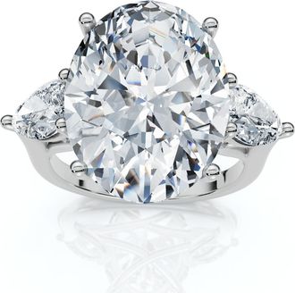 Pompeii3 Certified 9 1/2Ct Oval Three Stone Diamond Engagement Ring 14k Gold Lab Grown