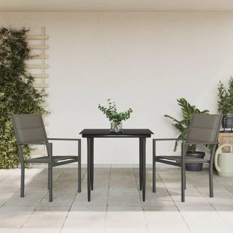 vidaXL Vidaxl - Juego De Comedor Para Jard&iacute;n 3 Piezas Acero Y Textilene Negro