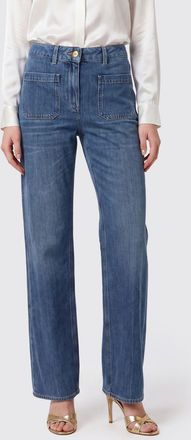 Elisabetta Franchi Jeans straight a vita alta in denim stretch con logo ricamato