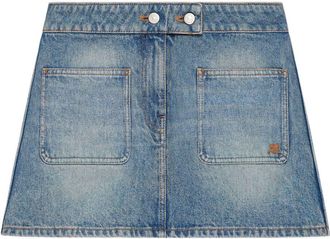 Courr&egrave;ges A-line Mini Denim Skirt with Double-Button Closure