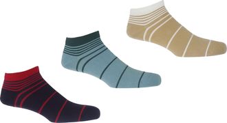 Peper Harow Retro Stripe Mens Trainer Socks Bundle - Burgundy, Blue & Cream