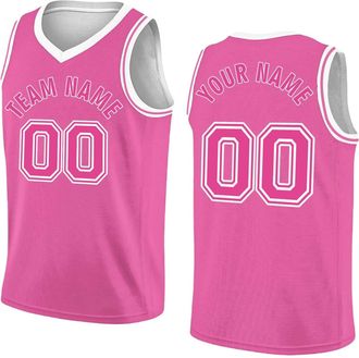 Generic Personalized Your Own Basketball Jersey Sports Shirt Printed Custom Team Name Number Logo for Men Youth Pink
