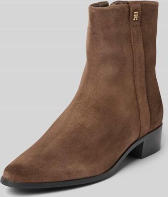 Tommy Hilfiger Stiefeletten aus Veloursleder in Mittelbraun, Größe 37