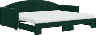 vidaXL Vidaxl - Sof&aacute; Cama Nido Con Colch&oacute;n Terciopelo Verde Oscuro 90x200 Cm