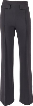 Elisabetta Franchi Tailored Black Wide Flared Straight-Leg Pants