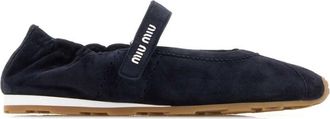 Miu Miu Midnight Blue Suede Ballet Flats