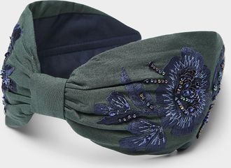 NamJosh Womens Embroidered flower green headband